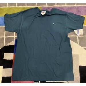 Vintage 1993 NWT Reebok Embroidered Logo T Shirt Made In USA Blue Black Large